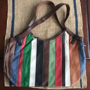 Lucky Brand Color Block Hobo with Brown Leather